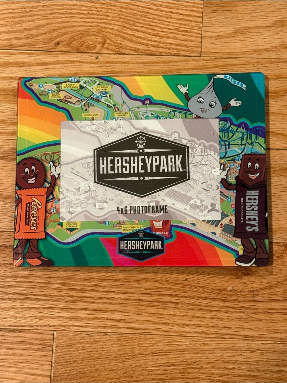 Hershey Park glass character 4x6 photo frame NWT